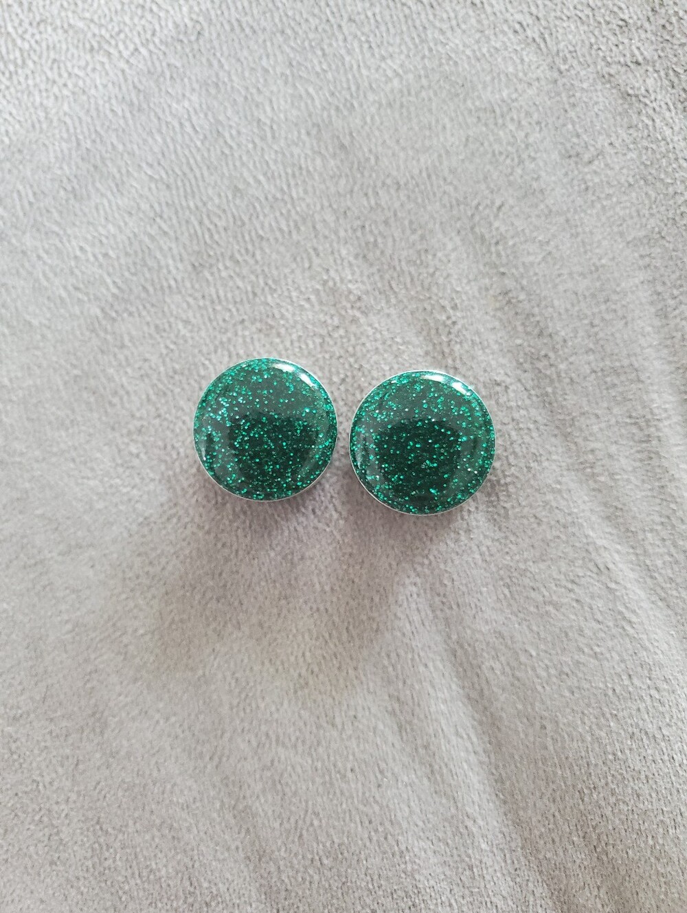5/8" Dark Emerald Green Glitter Plugs